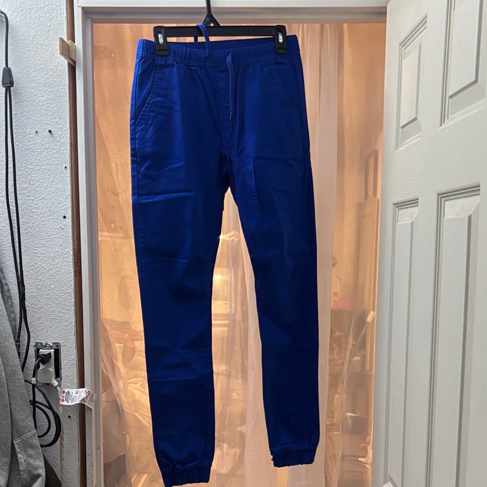 Navy Blue Elastic Cuff Jogger Pants